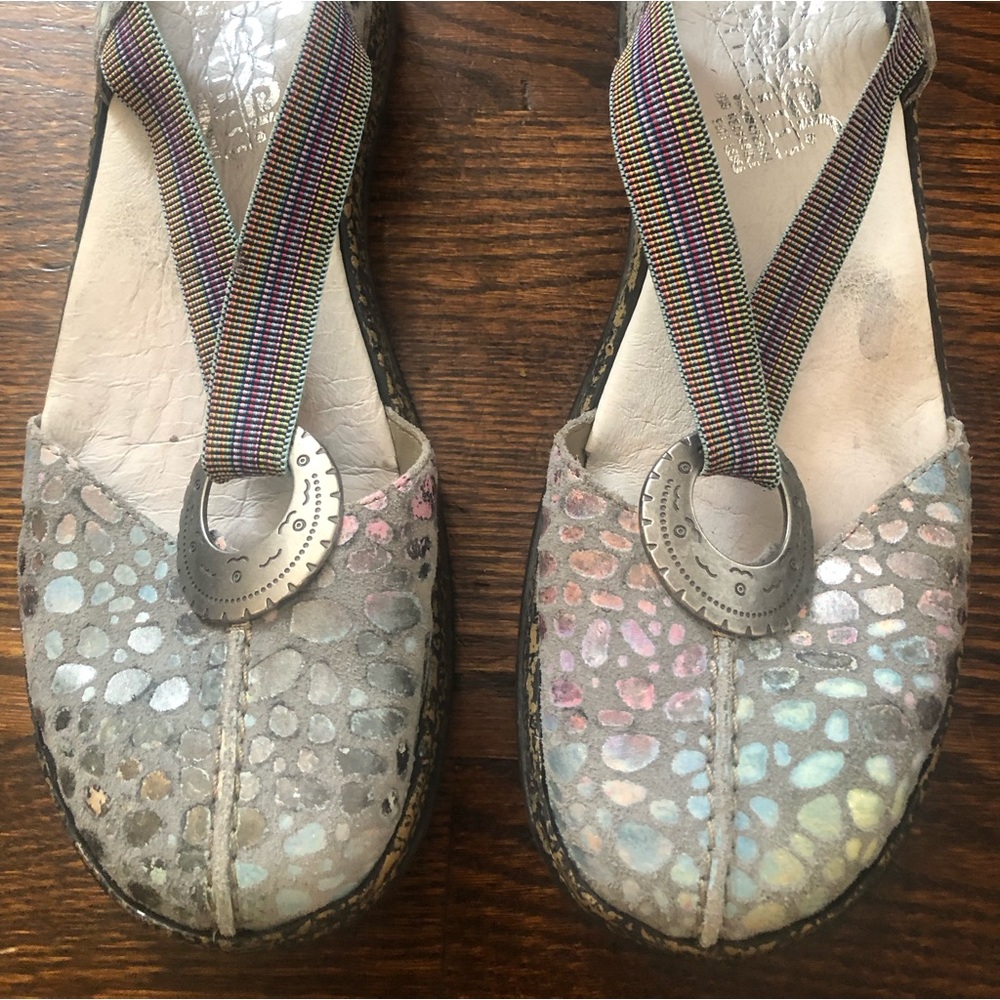 Rieker Regina Grey Mottled multi colour suede sandals Size 40